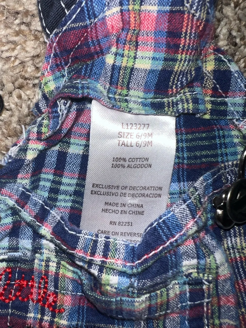 Y2K Retro OshKosh B'gosh Plaid and Denim Overalls Bundle Baby Boy 6/9m
